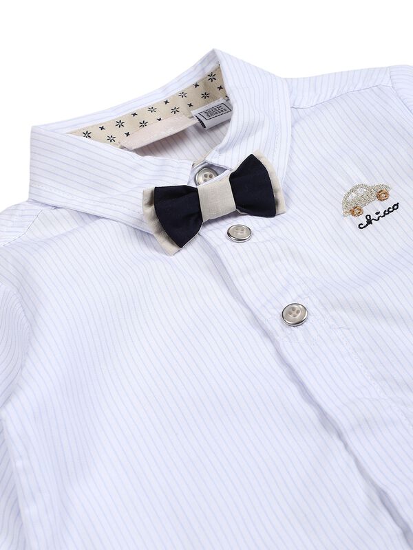 Boys White Long Sleeve Woven Shirt image number 2